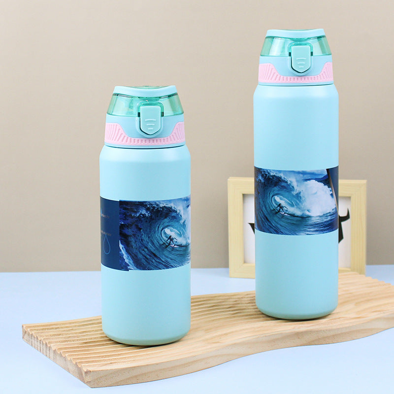 Pop-up Lid Direct Drinking Cup 316 Stainless Steel Insulated Cup Cold and Ice Retention Cup Portable Sports Water Bottle