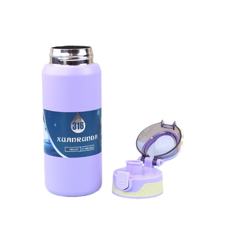 Pop-up Lid Direct Drinking Cup 316 Stainless Steel Insulated Cup Cold and Ice Retention Cup Portable Sports Water Bottle