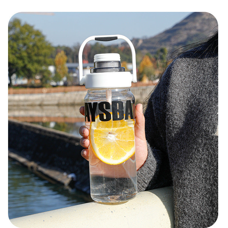 Large-capacity straw double-drink high-temperature resistant portable plastic cup