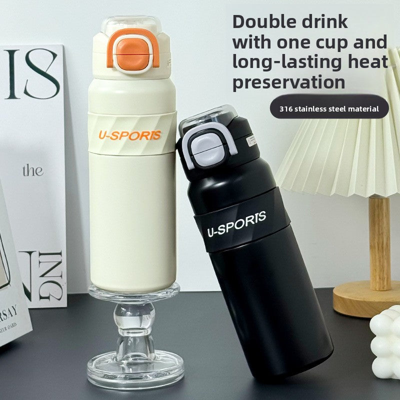 316 Stainless Steel Insulated Cup Convenient Outdoor Sports Pop-up Lid
