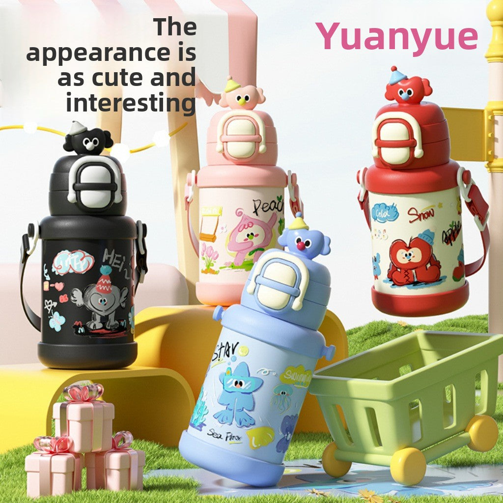 Cartoon Doll Children's Insulated Cup 316L Stainless Steel Outdoor Portable with Strap