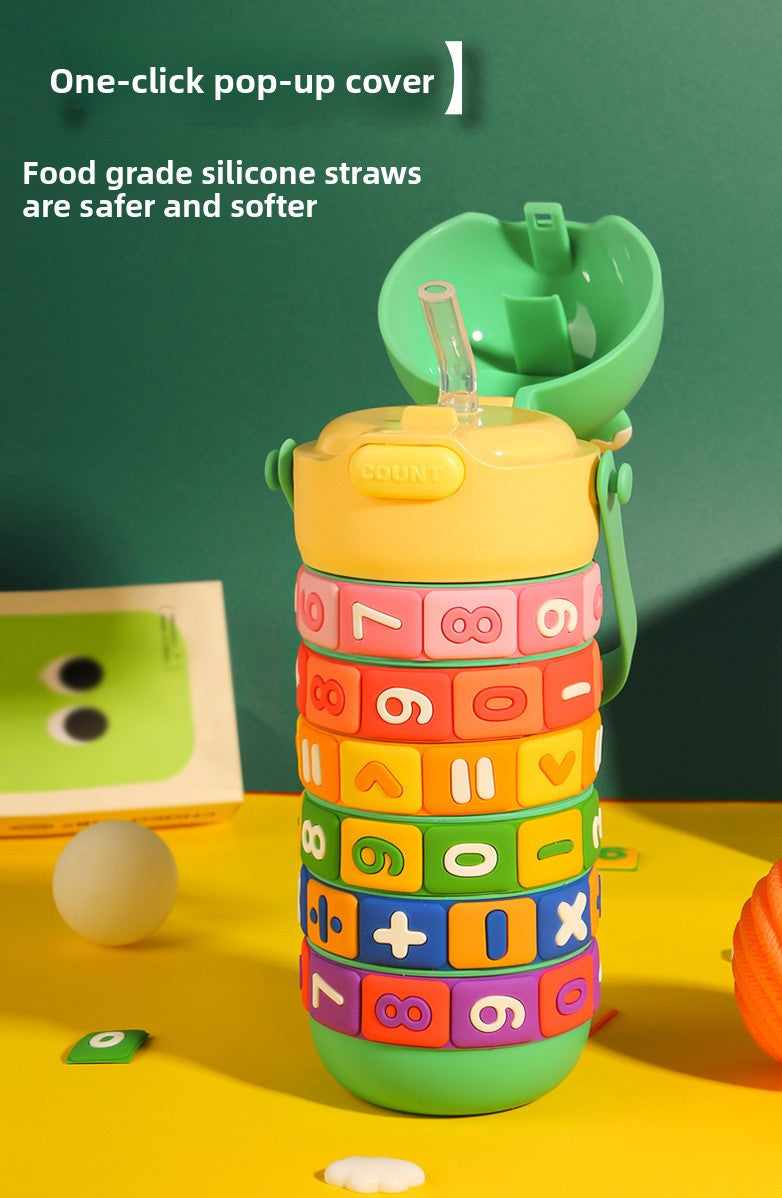 Children's Educational Insulated Cup Cartoon Straw Cup Number Game