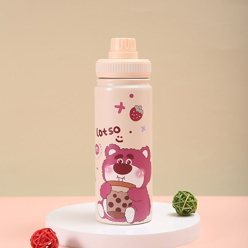 Cartoon Winnie the Pooh Strawberry Bear Stainless Steel Thermos Cup Large Capacity Sports Water Cup