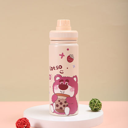 Cartoon Winnie the Pooh Strawberry Bear Stainless Steel Thermos Cup Large Capacity Sports Water Cup