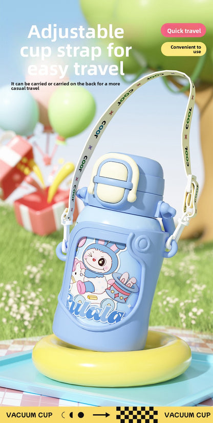 316 Stainless Steel Insulated Cup Children's Fun Straw Cup Children's Water Bottle with Cup Sleeve
