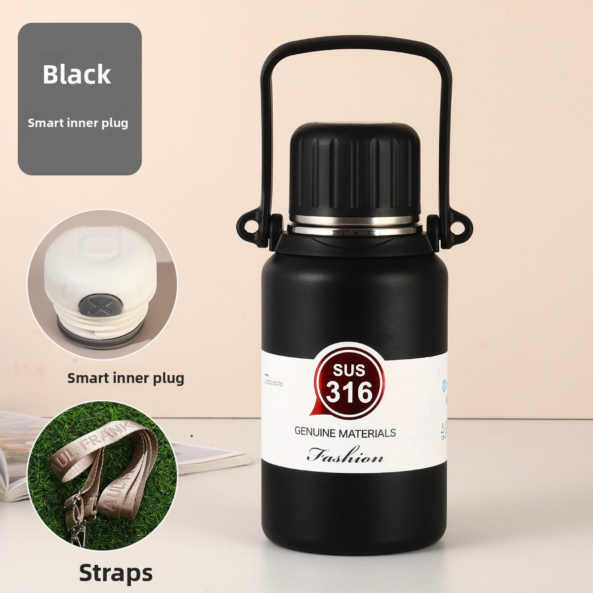 316 Stainless Steel Insulated Portable Temperature Display Handheld Kettle