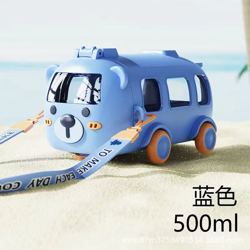 Back-to-School Season Toy Car Water Cup Children's Cartoon Plastic Cup with Strap Portable