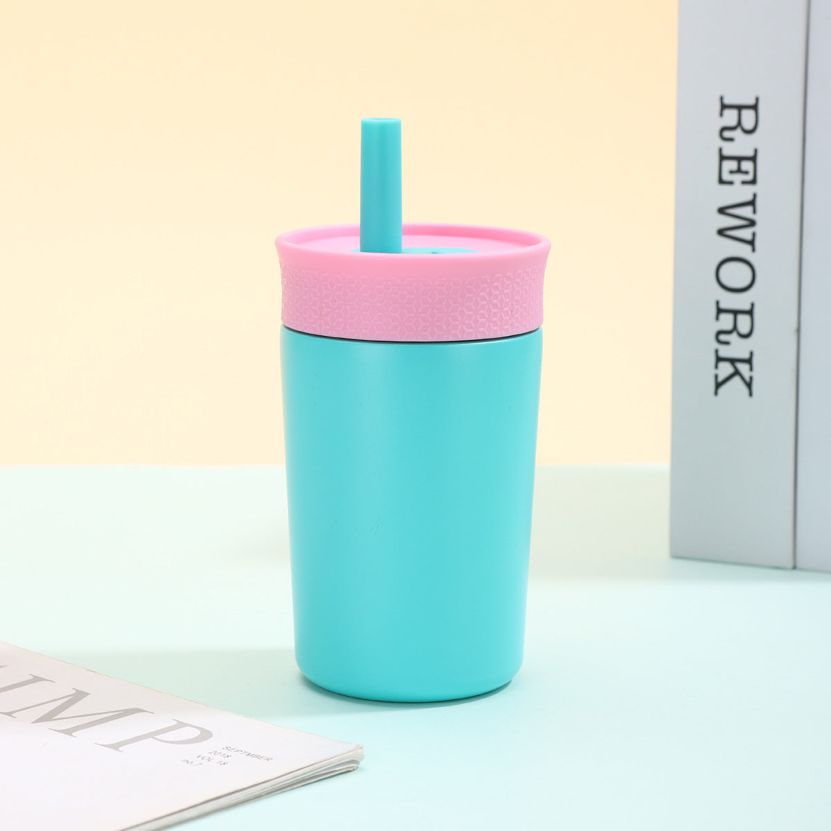 12oz Mini 304 Stainless Steel Silicone Straw Insulated Cup