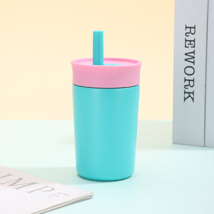 12oz Mini 304 Stainless Steel Silicone Straw Insulated Cup