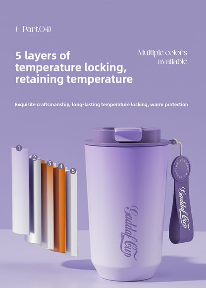 Simple 304 Stainless Steel Insulated Cup with Intelligent Temperature Measurement for Outdoor Sports and Portability