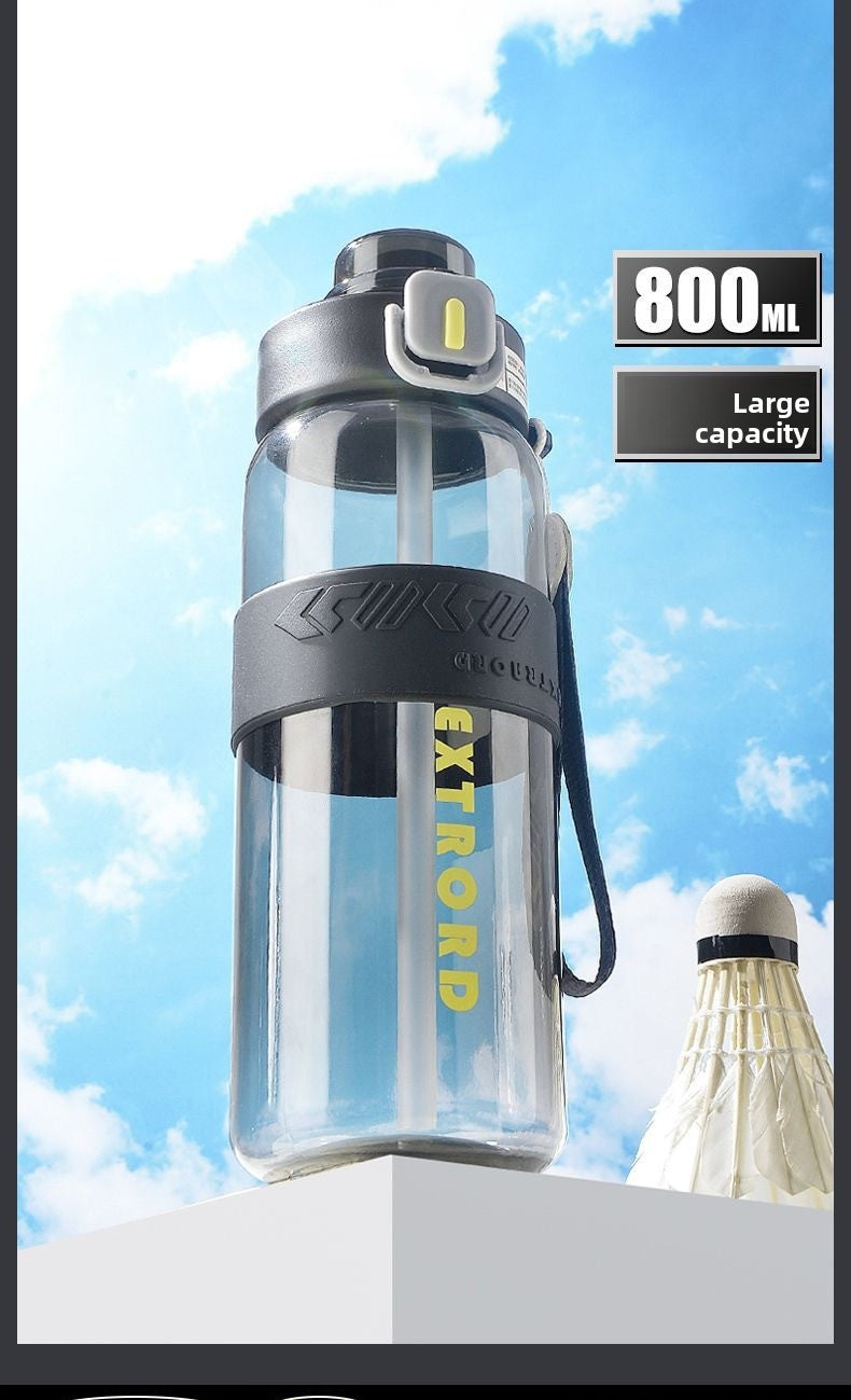 Outdoor travel cup large capacity sports water bottle with straw plastic cup