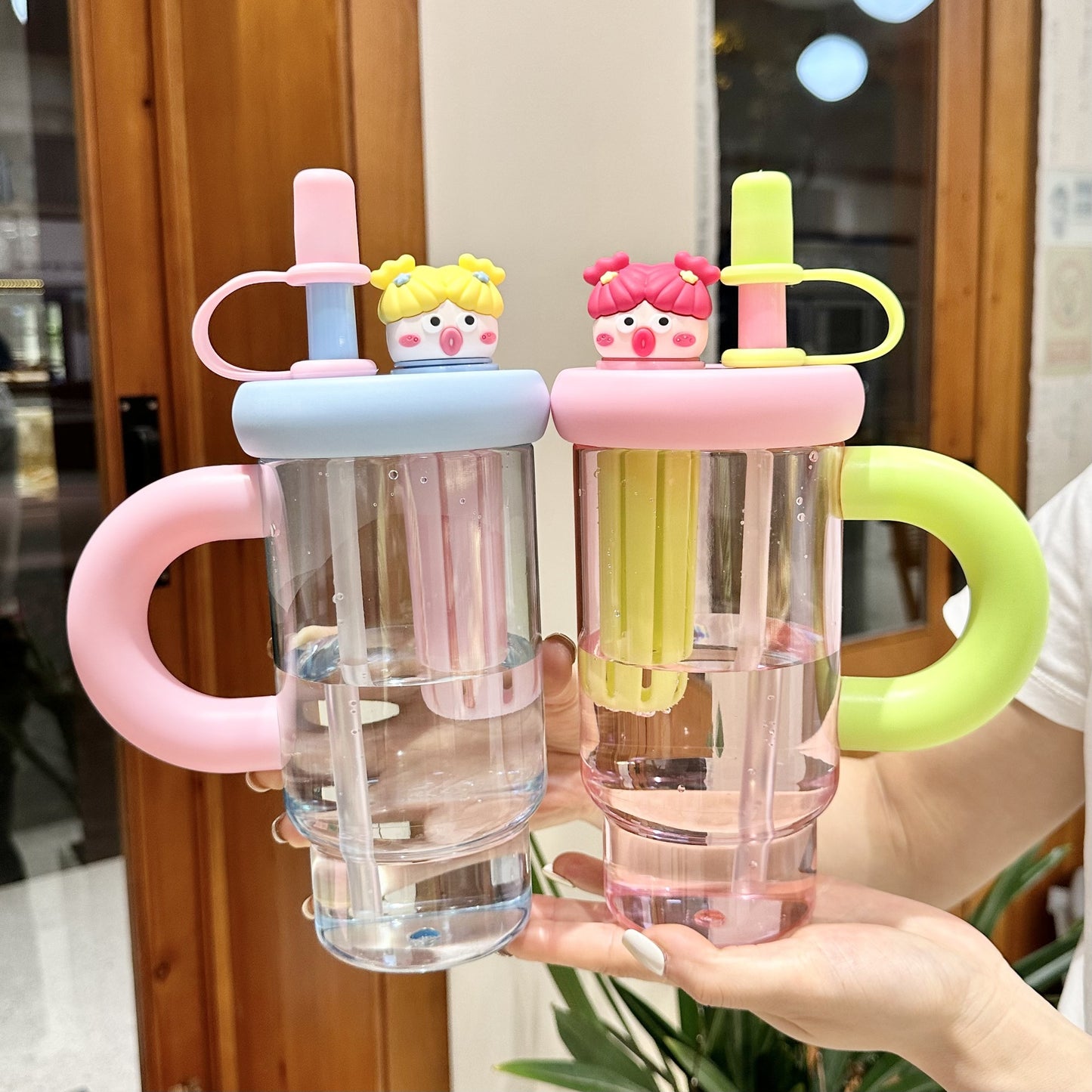 Portable Straw Cup Large Capacity High Temperature Resistant Drop Resistant Plastic Cup