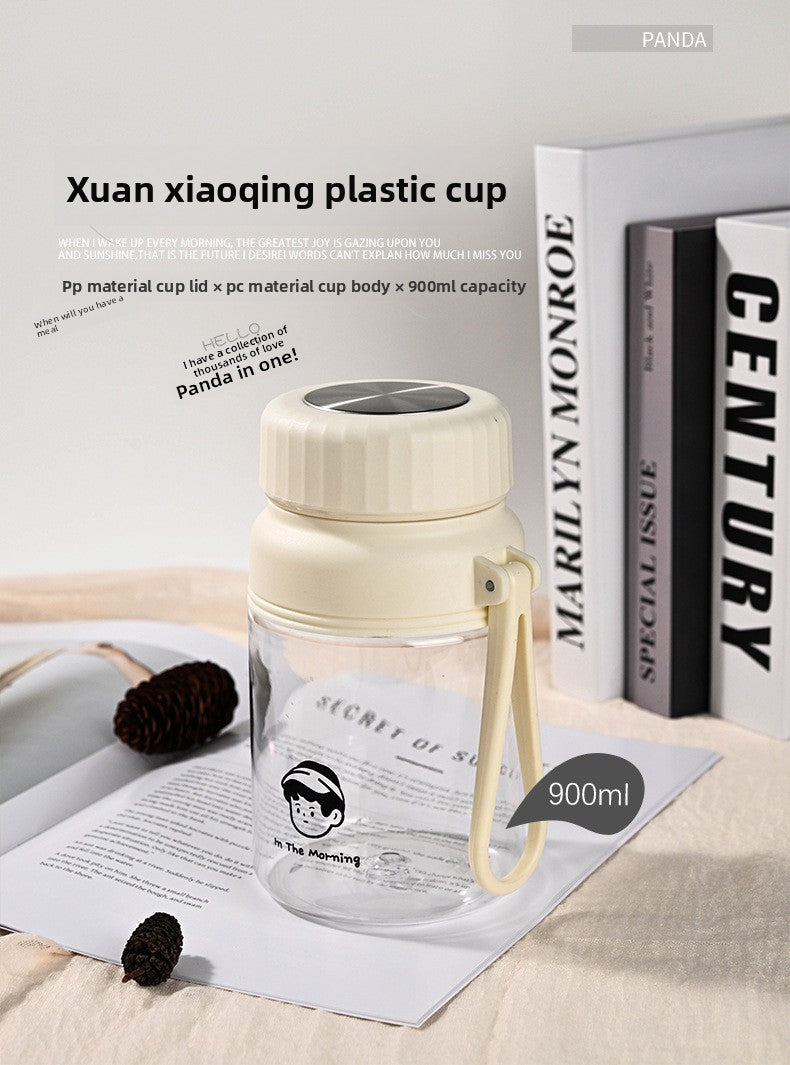 Large Capacity Plastic Cup Portable Tea Brewing Cup with Handle