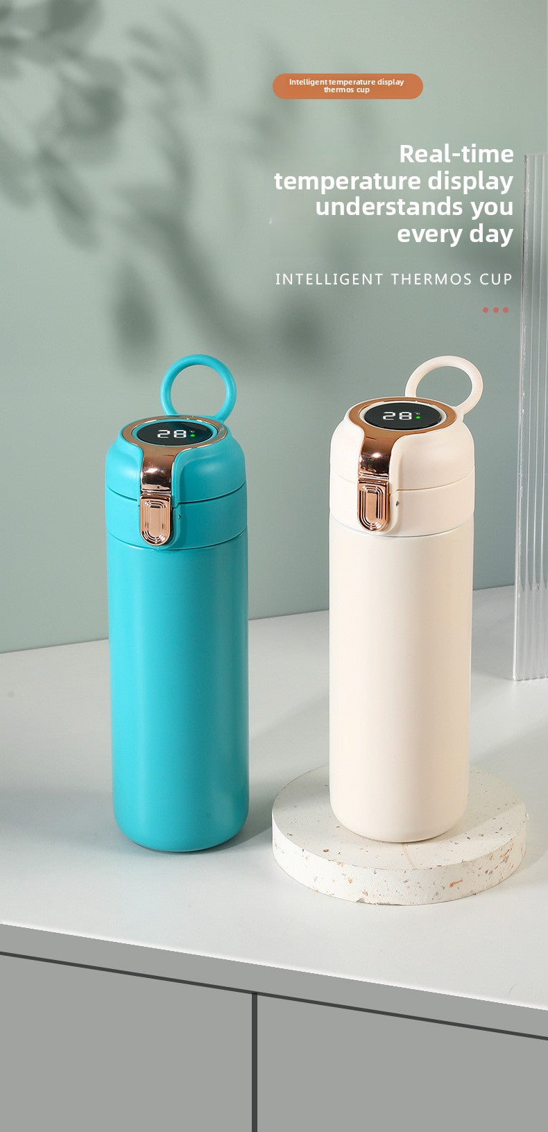 Temperature Display Stainless Steel Double Wall Insulated Cup Engraved Water Cup