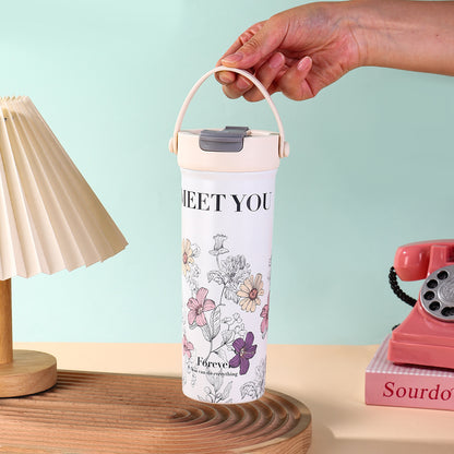 Portable 316 Stainless Steel Insulated Cup with Dual Drinking and Tea-Water Separation Straw Cup