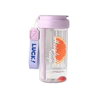 Simple Tritan Plastic Cup with Straw and Handle for Portable Sports Fitness Office Use