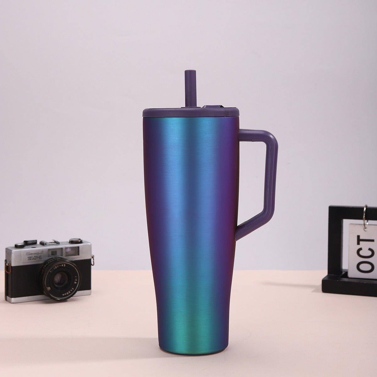 40oz Handle 304 Stainless Steel Straw Cup Outdoor Sports Leakproof