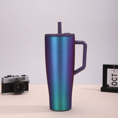 40oz Handle 304 Stainless Steel Straw Cup Outdoor Sports Leakproof