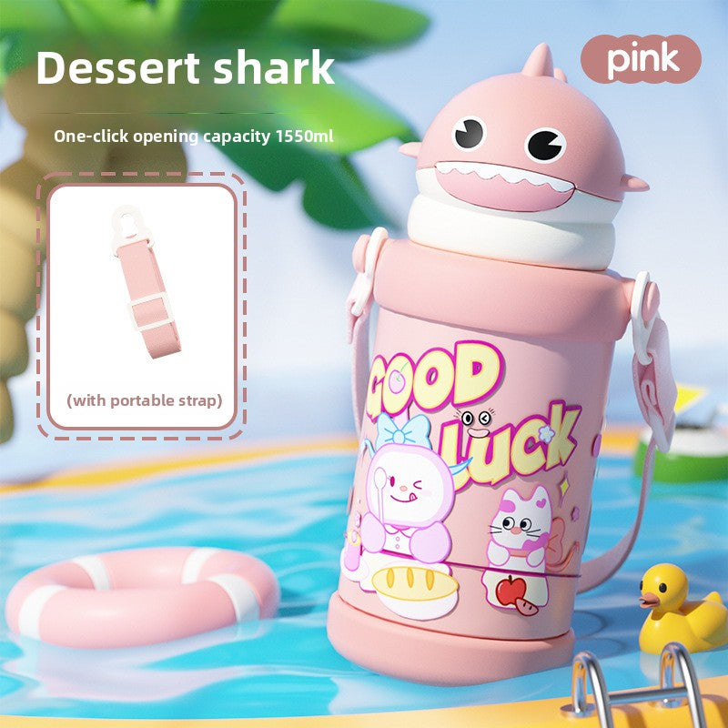 Cartoon Children's 316L Stainless Steel Insulated Tumbler Outdoor Strap Straw Cup