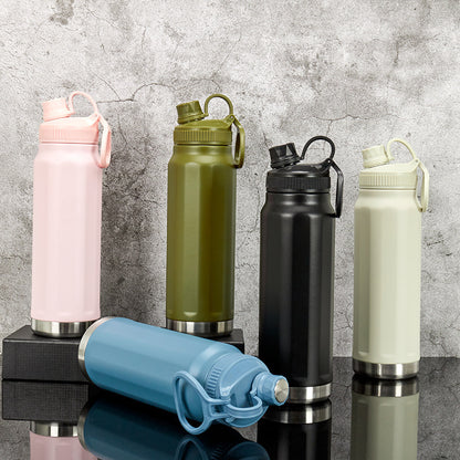 304 Stainless Steel Space Bottle Portable Vacuum Handheld Lid Hiking Bottle Outdoor Cycling Sports Water Bottle