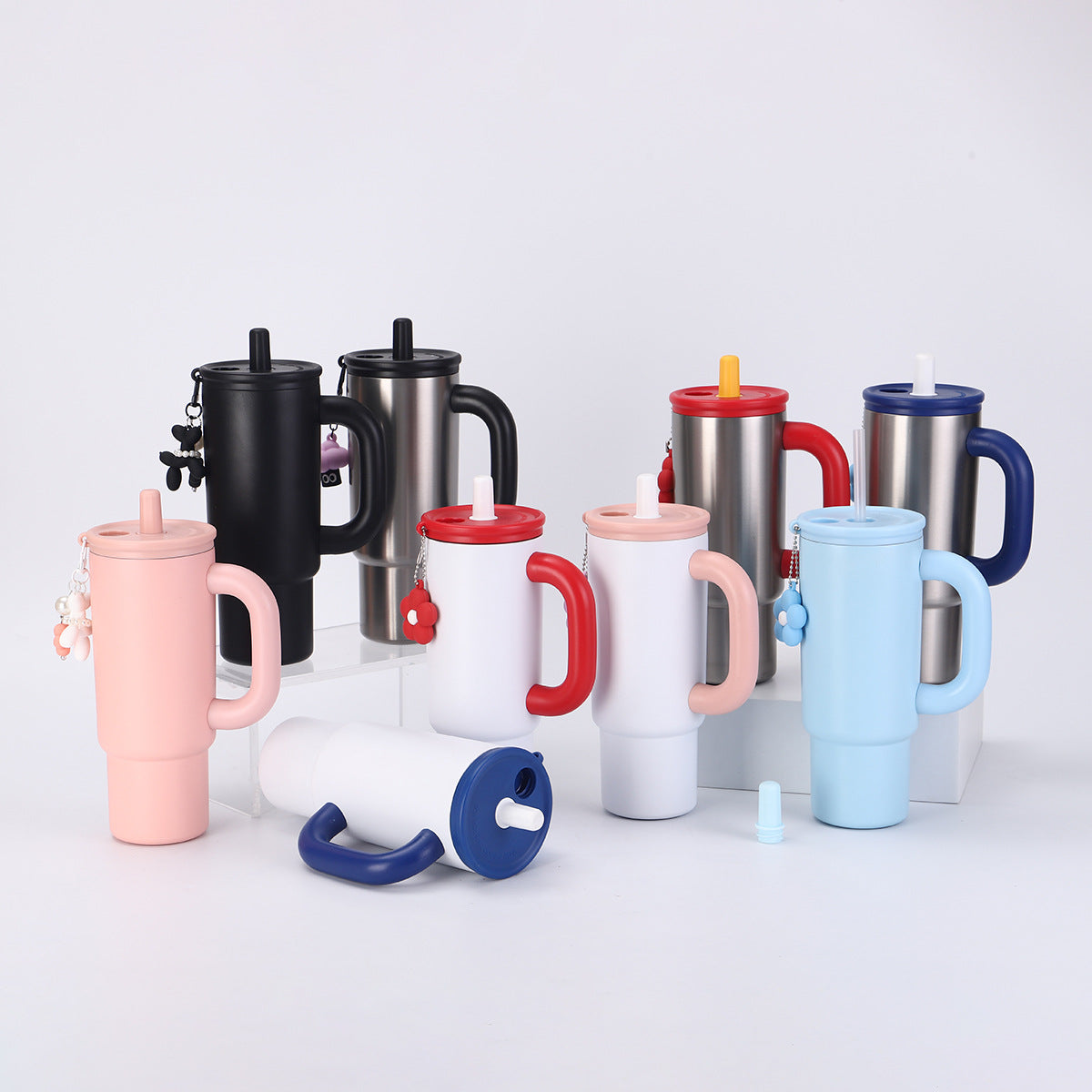 304 Stainless Steel Handle Insulated Cup Portable Car Straw Cup