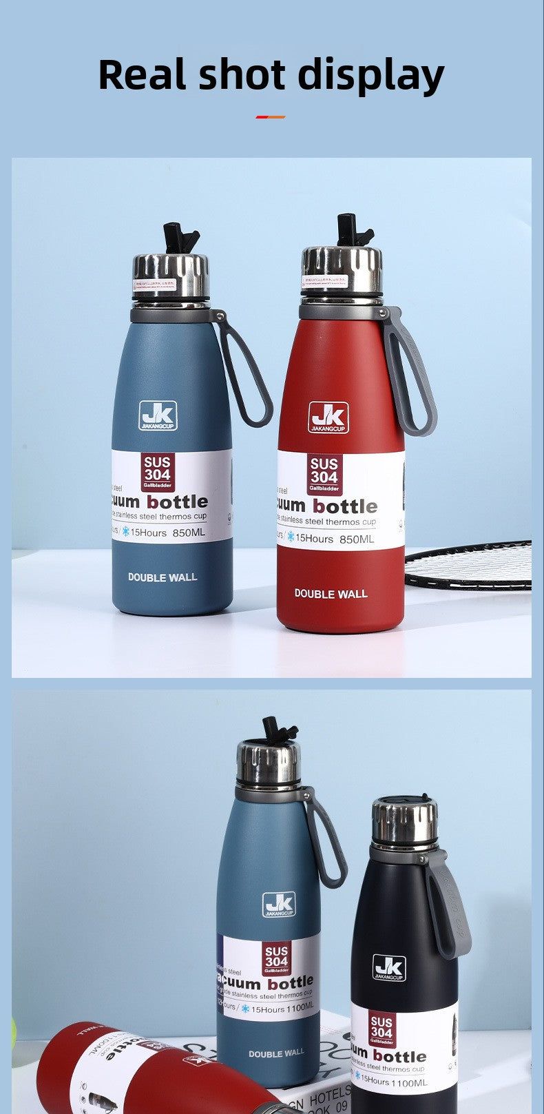 Coke Bottle 304 Stainless Steel Insulated Cup with Strap for Sports and Outdoor Use