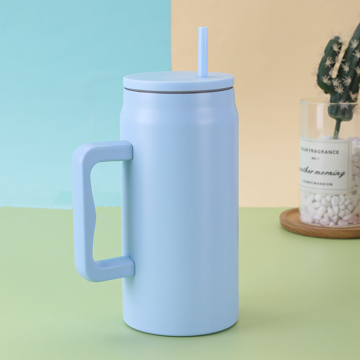 50OZ Big Mac Straw Cup 304 Stainless Steel Handle Insulated Cup