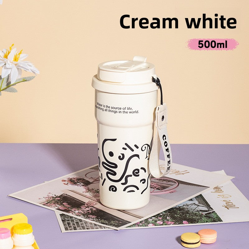Ceramic Liner Double Drinking Rope Coffee Warmer Cup
