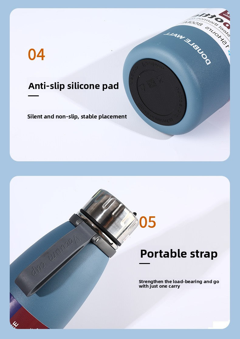 Coke Bottle 304 Stainless Steel Insulated Cup with Strap for Sports and Outdoor Use