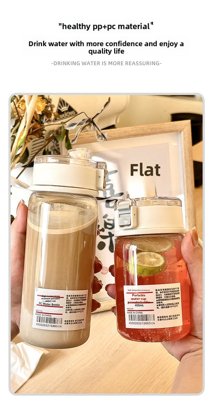 Student Simple Dual Drinking Sports Plastic Water Bottle