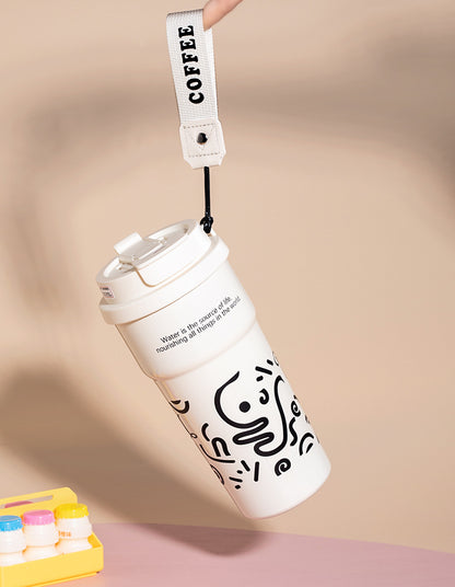 Ceramic Liner Double Drinking Rope Coffee Warmer Cup