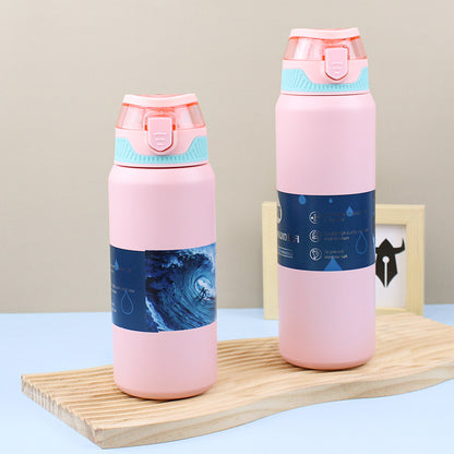 Pop-up Lid Direct Drinking Cup 316 Stainless Steel Insulated Cup Cold and Ice Retention Cup Portable Sports Water Bottle