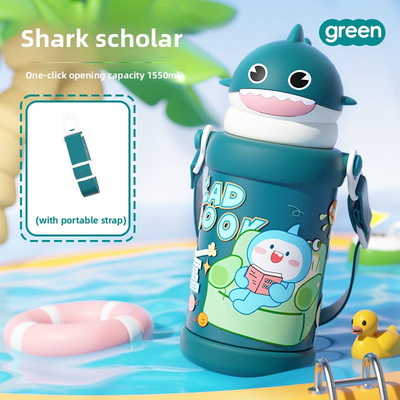 Cartoon Children's 316L Stainless Steel Insulated Tumbler Outdoor Strap Straw Cup