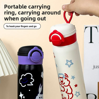 Tuya Insulated Cup Cartoon Bouncing Cup 316L Stainless Steel Straw Cup