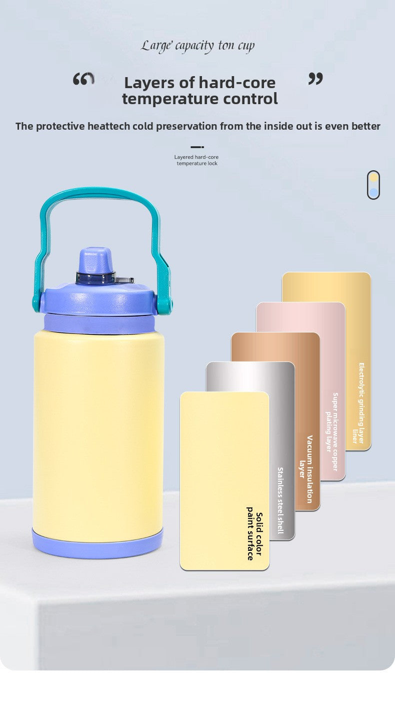 Outdoor sports water bottle stainless steel large capacity thermos cup