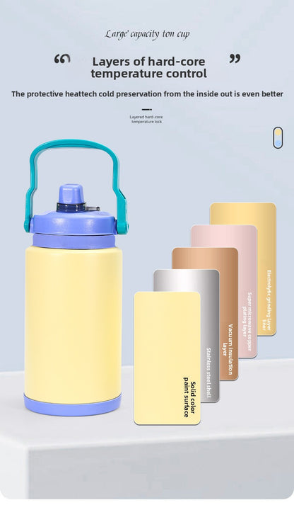 Outdoor sports water bottle stainless steel large capacity thermos cup