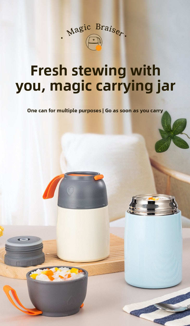 304 Stainless Steel Vacuum Insulated Lunch Box for Students and Office Workers with Portable Strap
