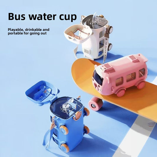 Back-to-School Season Toy Car Water Cup Children's Cartoon Plastic Cup with Strap Portable