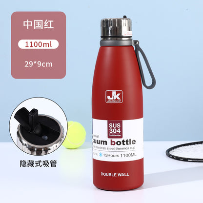 Coke Bottle 304 Stainless Steel Insulated Cup with Strap for Sports and Outdoor Use