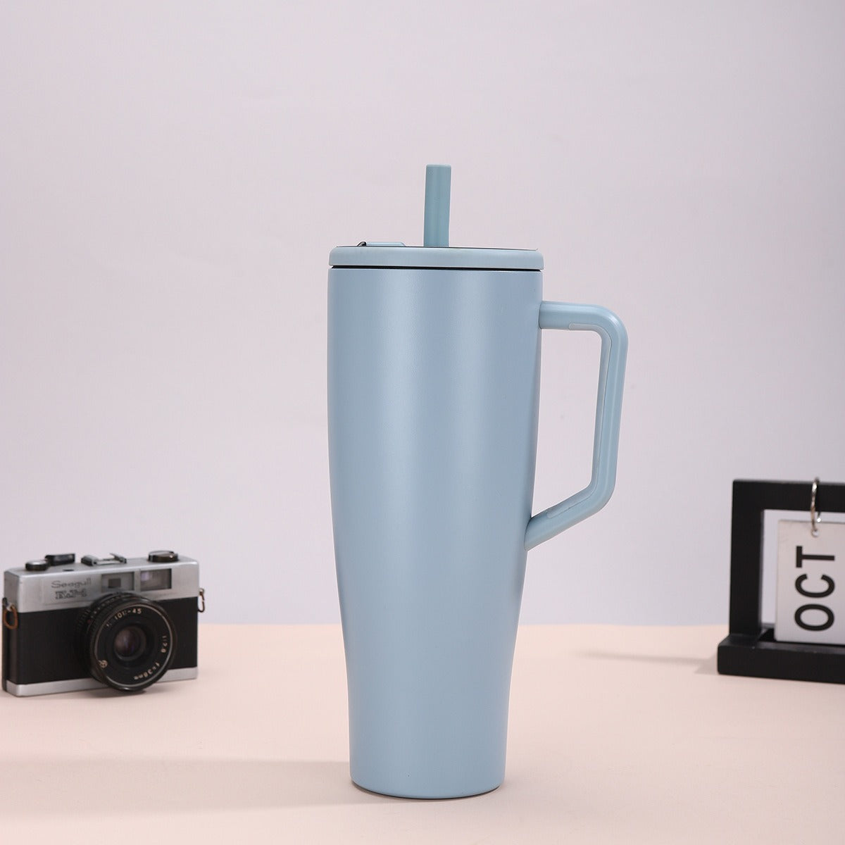 40oz Handle 304 Stainless Steel Straw Cup Outdoor Sports Leakproof