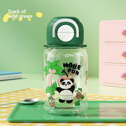 Cartoon Strap Plastic Cup Children's Panda Straw Cup Student Portable