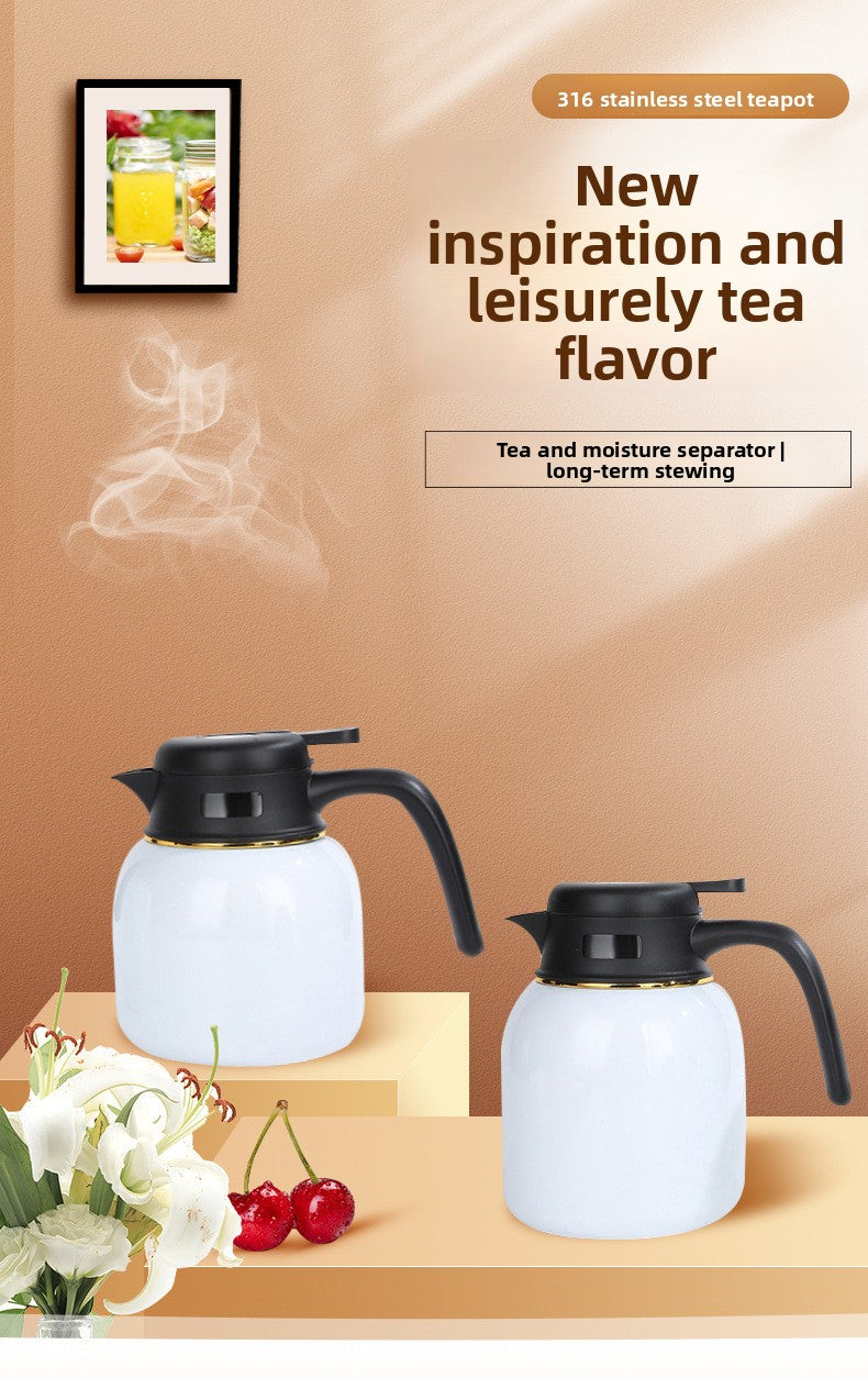 Large Capacity 316 Stainless Steel Tea Brewing Kettle Portable Handle Insulation Kettle
