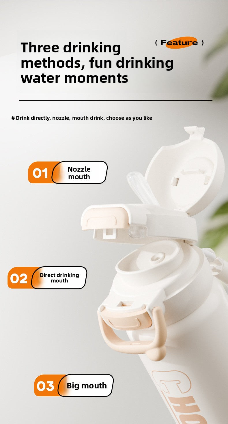 316 Stainless Steel One-Click Open Lid Insulated Cup with Straw for Sports, Outdoor, Fitness, and Office Use