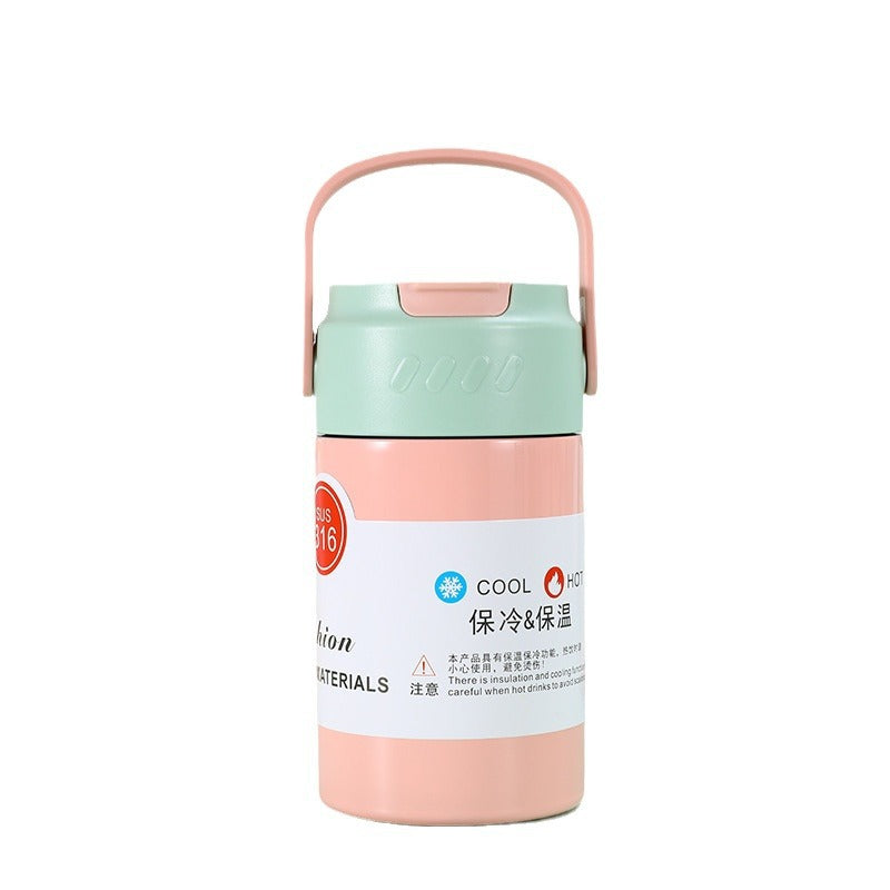 316 Stainless Steel Insulated Cup Outdoor Portable Sports Water Bottle Straw Cup Handheld