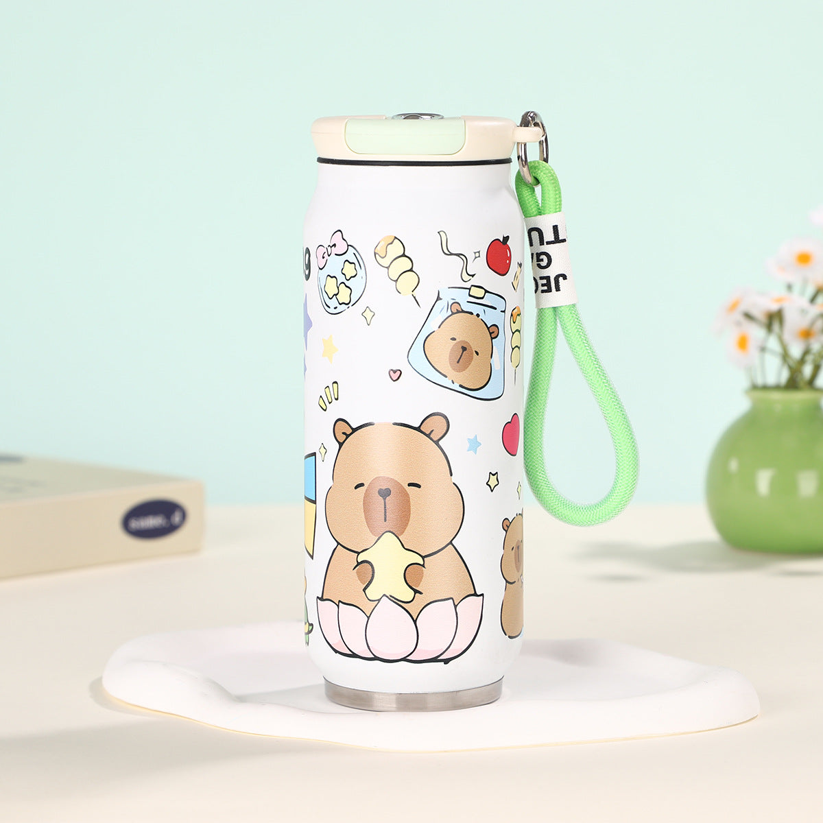 Creative Cartoon Cute Easy-to-Pull Can 304 Stainless Steel Insulated Cup with Strap
