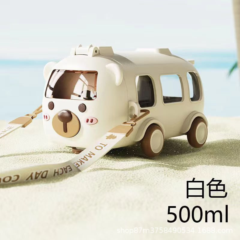 Back-to-School Season Toy Car Water Cup Children's Cartoon Plastic Cup with Strap Portable