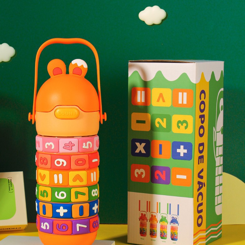 Children's Educational Insulated Cup Cartoon Straw Cup Number Game