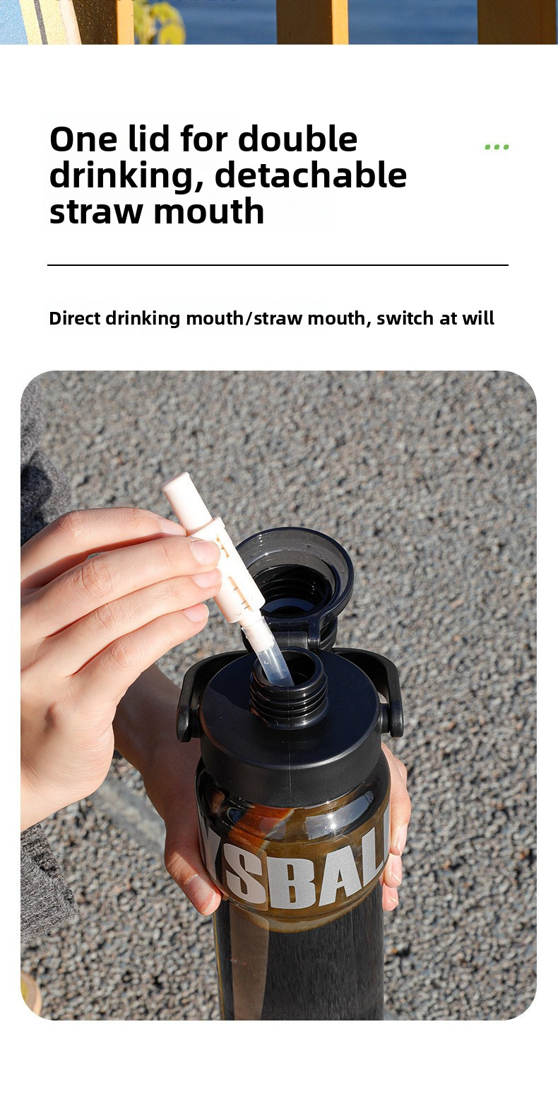 Large-capacity straw double-drink high-temperature resistant portable plastic cup