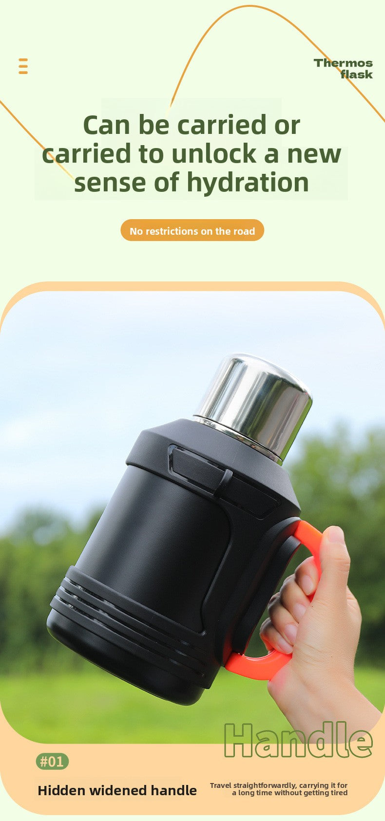 316 Stainless Steel Insulated Kettle Large Capacity Outdoor Portable Water Bottle