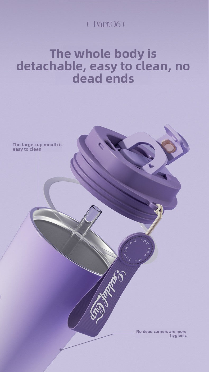 Simple 304 Stainless Steel Insulated Cup with Intelligent Temperature Measurement for Outdoor Sports and Portability